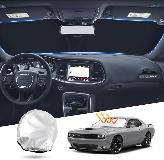 T TGBROS Windshield Sun Shade for 2015-2023 Dodge Challenger Accessories Front by TTGBROS