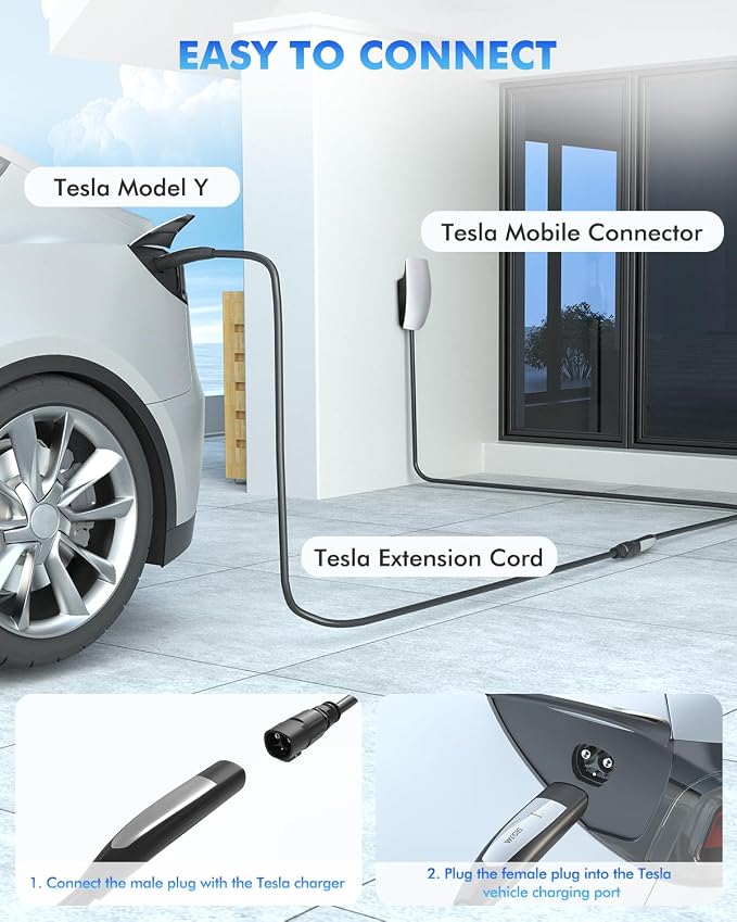EV Charger Extension Cable for Tesla, 50Amp 40ft Up to 240V 12kW, NACS Plug EV - Image 5