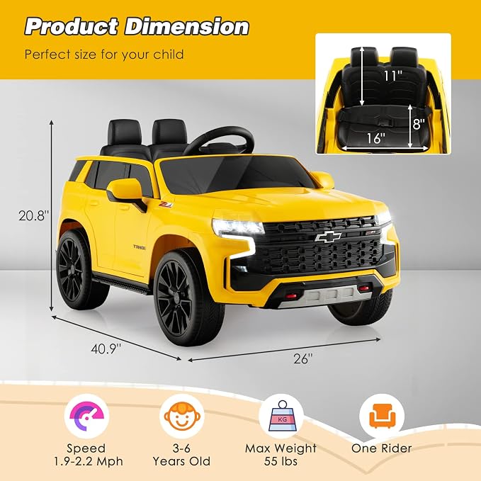 Costzon Ride on Car, 12V Licensed Chevrolet Tahoe Battery Powered Electric - Image 7