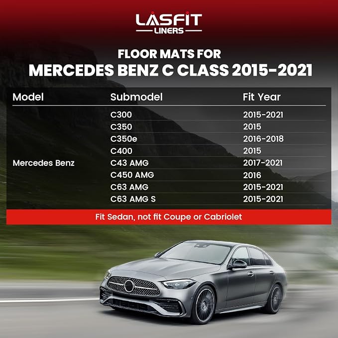 LASFIT Floor Mats for Mercedes Benz C Class 2021 2020 2015-2019 C300 / C350 / - Image 6