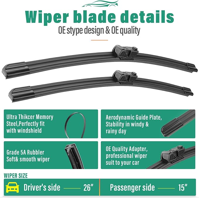 26" 15" 12" Windshield Wiper Blades Replacement - Image 3