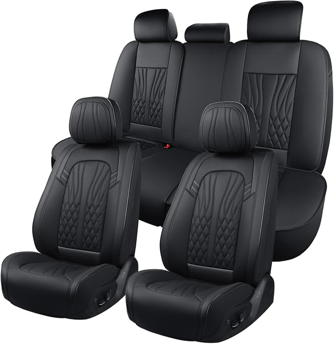 Leather Seat Covers, Car Seat Protector Waterproof, Seat Covers Full Set by MINGBRONCARSEATCOVER