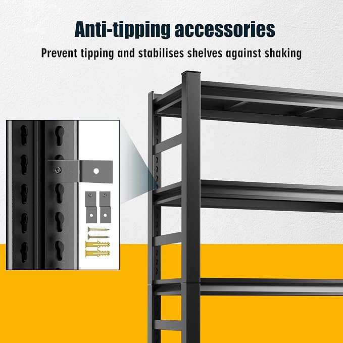 78" H, Metal Garage Shelving Heavy Duty 5-Tier Adjustable Storage Shelves Easy - Image 8