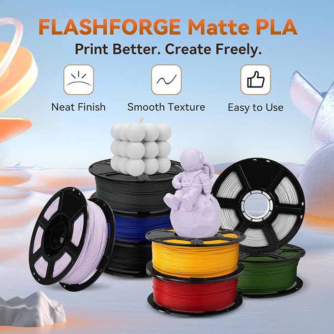 FLASHFORGE PLA Filament 1.75mm +/- 0.02mm, Matte Yellow 3D Printer Filament 1kg - Image 2