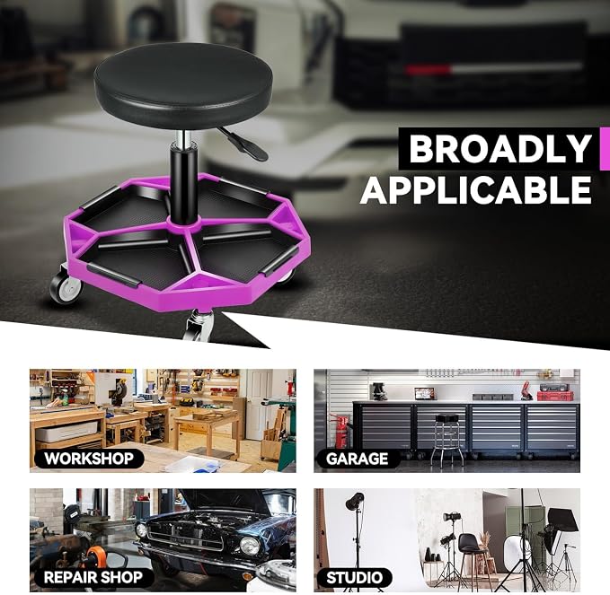 Auto Dynasty Mechanic Stool, Adjustable Rolling Pneumatic Creeper Garage Shop - Image 5