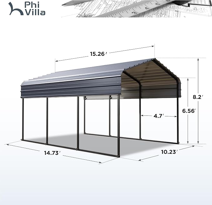 PHI VILLA 10 x 15 ft Heavy Duty Carport - Image 6