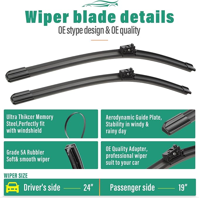 24" 19" 12" Windshield Wiper Blades Replacement - Image 3