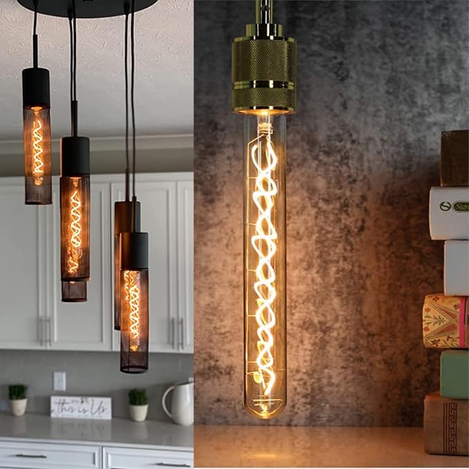 Vintage LED Spiral Filament Bulb T10, 8.9inch Long Tubular Dimmable Edison - Image 2