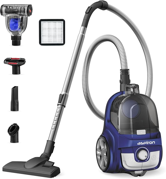 Aspiron Canister Vacuum, Upgraded 1600W Bagless Canister Vacuum Cleaner by aspiron