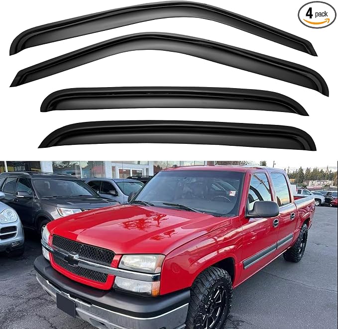 Window Visors Rain Guards for 2001-2007 Chevy Silverado/GMC Sierra, Window Vent by YQAUTEC