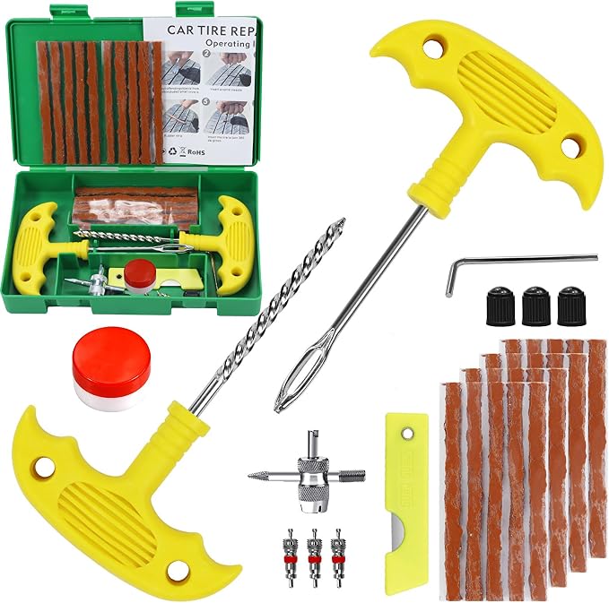 Tire Repair Kit, Universal Tire Repair Tools to Fix Punctures and Plug Flats by HYHJMISTY