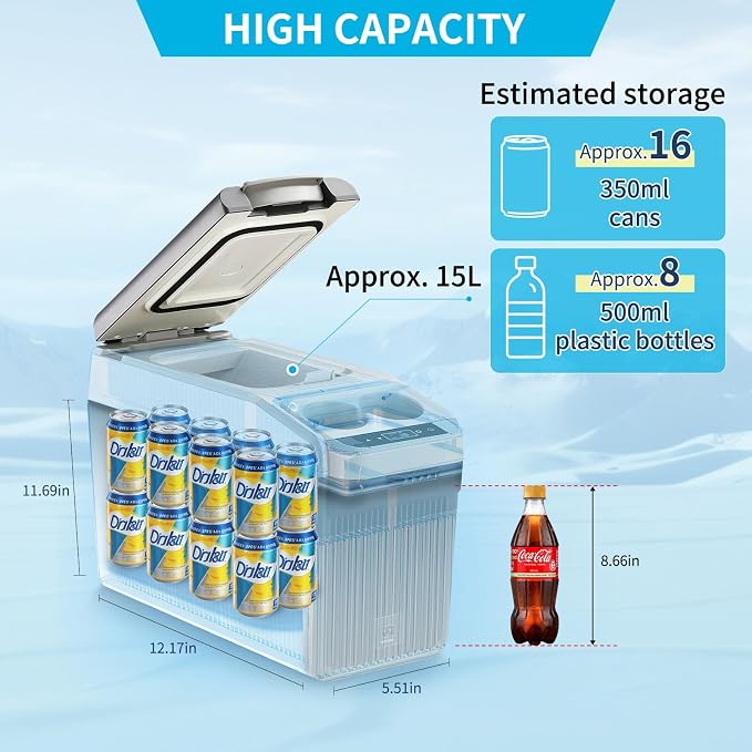 12 Volt Center Console Fridge, Car Refrigerator 16QT Cooler, Portable Car - Image 4