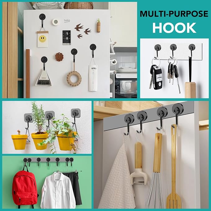 DIYMAG Black Magnetic Hooks, 80LBS Strong Magnetics Hooks Heavy Duty, Magnet - Image 6