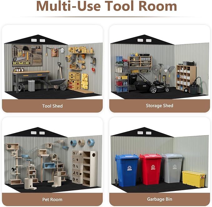 10x12 FT Outdoor Storage Shed, Metal Tool Sheds, Waterproof Outside Storage Shed - Image 8