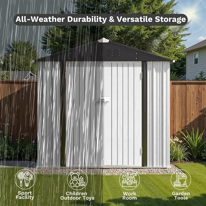 Greesum 8×6FT Outdoor Storage Shed, Metal Patio Storaged Sheds - Image 5