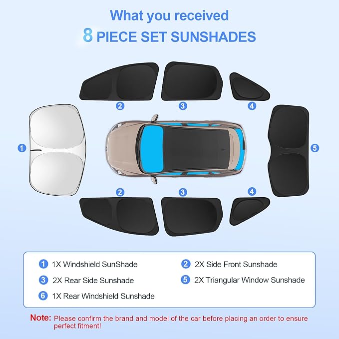 8pcs Car Window Shades for 2013-2019 Ford Escape Accessories, Windshield Side - Image 8