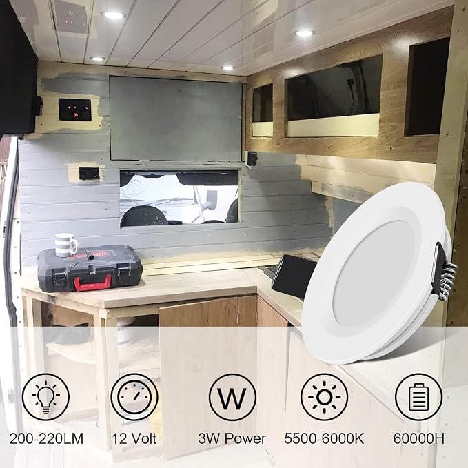 RV Boat Recessed Ceiling Light 6 Pack 12V LED Puck Light - Image 3