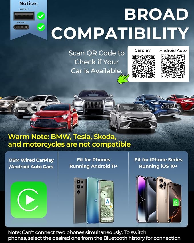 AuroraLink Wireless Carplay & Android Auto Adapter 2-in-1 Fast & Stable Carplay - Image 6