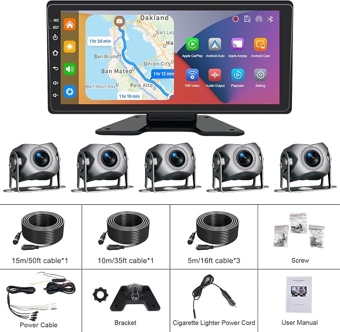 5 Channel Backup Camera System, Carplay & Android Auto, GPS Navigation - Image 6