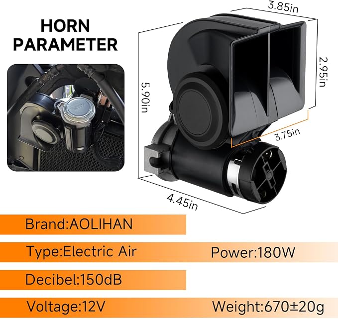 Air Horn for Truck, Super High Pitched Train Horn for Car, Waterproof Snail - Image 5