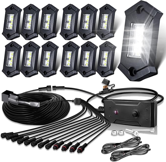 R3 White LED Rock Lights Kit 12PCS by LEDMIRCY