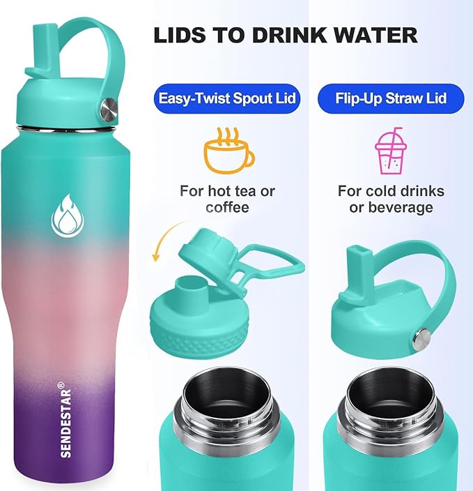 SENDESTAR 32oz Water Bottle Wide Mouth Stainless Steel Vacuum Insulated Double - Image 2