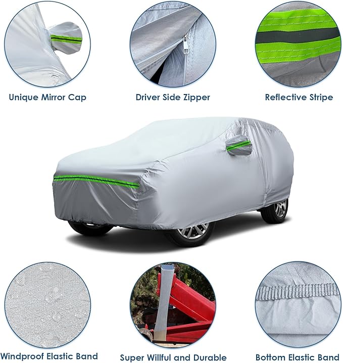 AUQDD 6-Layers Premium SUV Car Cover Waterproof All Weather Weatherproof UV Sun - Image 3