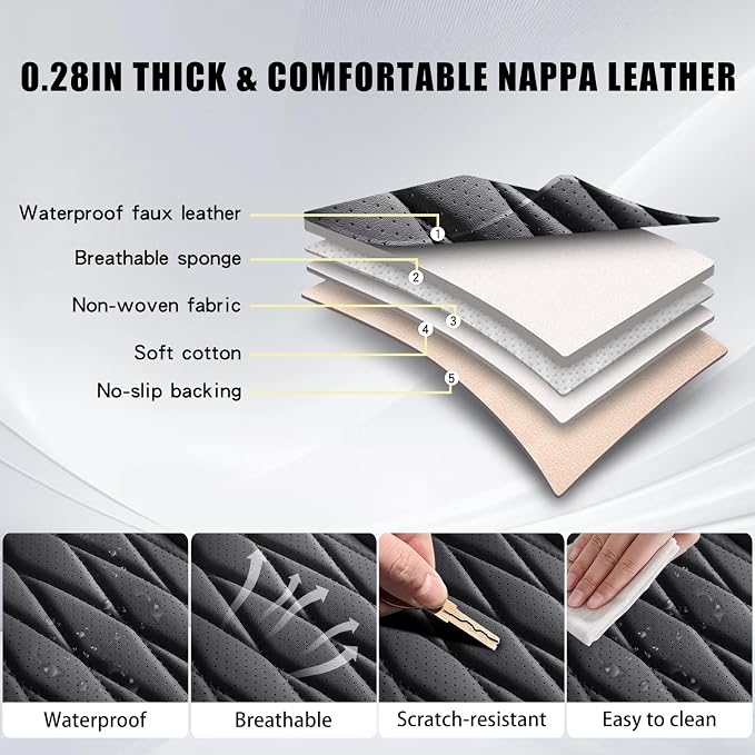 WELLDO Car Seat Covers Front Seats, Leather Seat Covers - Image 4