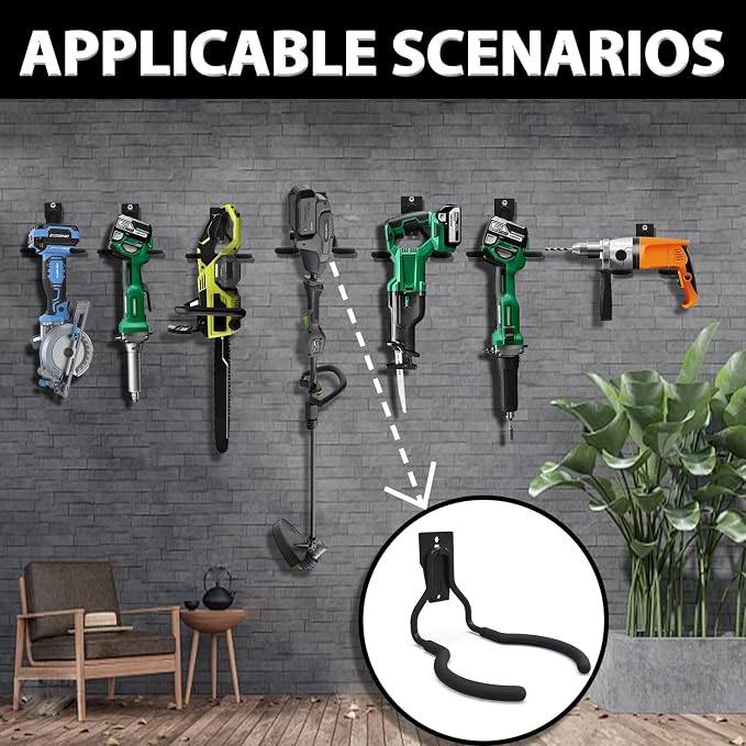 3-H Weed Eater Hanger 2 Pack, 2 Garden Hose Holder, 2 Screw in Hooks, Utility - Image 4