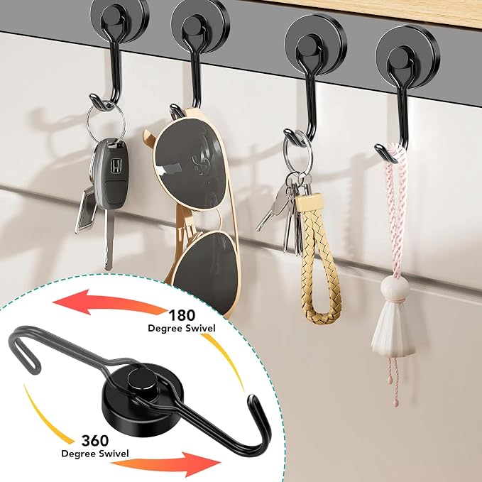 DIYMAG Black Magnetic Hooks, 40LBS Strong Magnetics Heavy Duty, Magnet Hook - Image 5