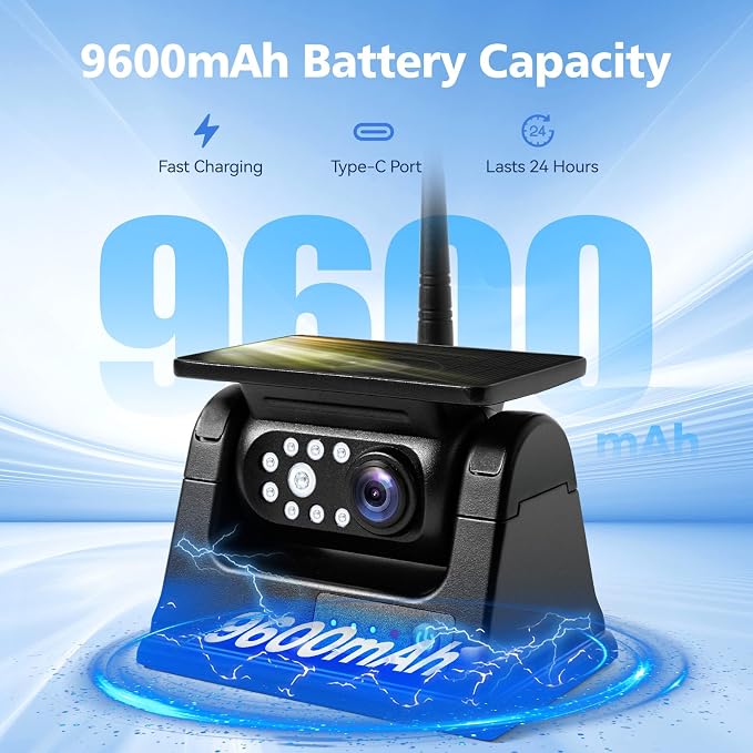 10.1" - 4 Magnetic Solar Wireless Backup Camera System, HD 1080P DVR Monitor - Image 3