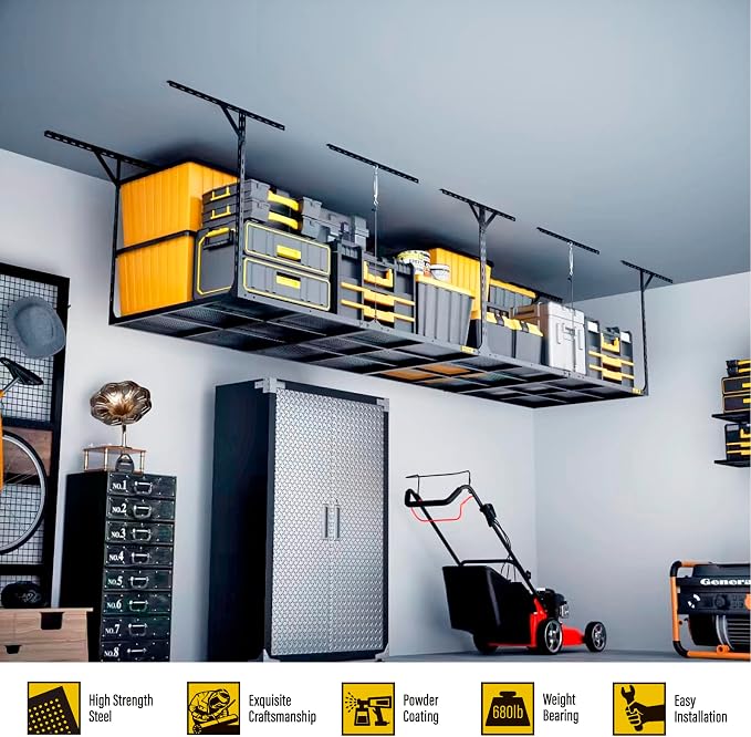 3x6ft Overhead Garage Storage, Adjustable Ceiling Mounted Storage Racks - Image 2