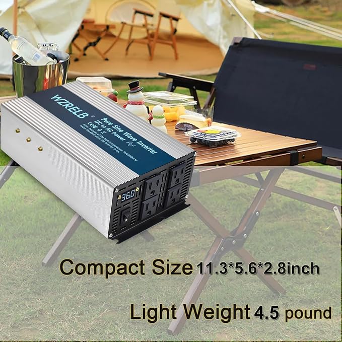 WZRELB 2000W Pure Sine Wave Inverter 24V DC to 110V 120V AC, Car Power Inverter - Image 7