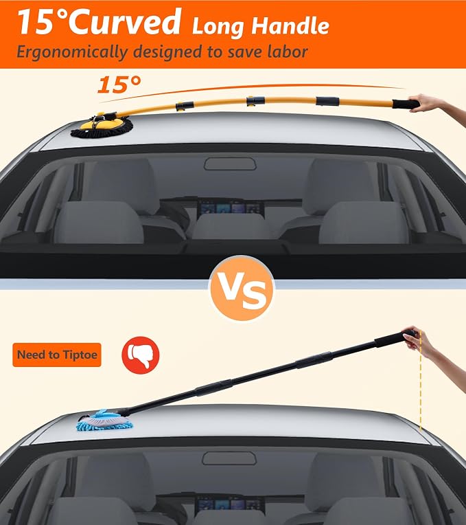 56.7" Car Wash Brush Mop Kit Microfiber Car Washing Sponge Mitt - Image 3
