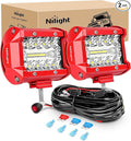 Nilight LED Light Bar 2PCS 60W 4Inch Triple Row Spot Flood Combo Lights by Nilight