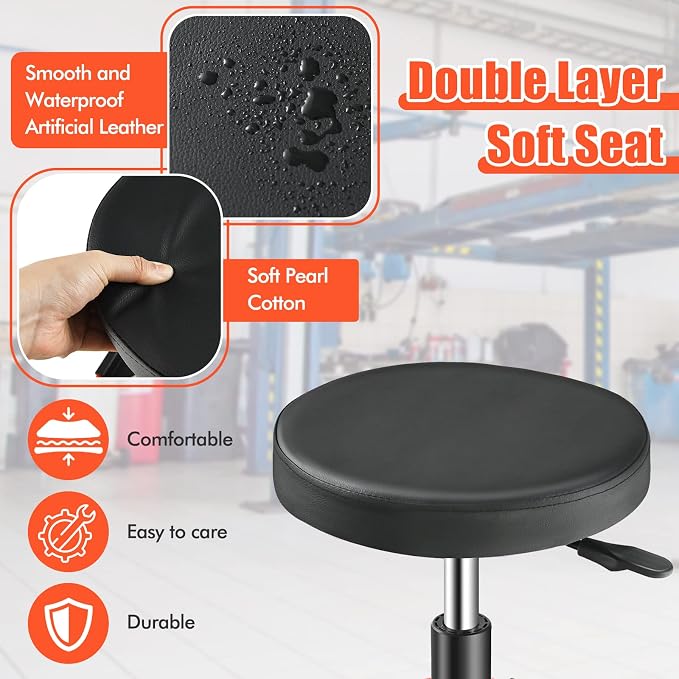 Adjustable Mechanic Rolling Stool, Pneumatic Rolling Stool - Image 6