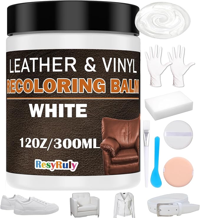 White Leather Repair Kit White Leather Dye Vinyl Paint Cream Purse Boat Seat by ResyRuly
