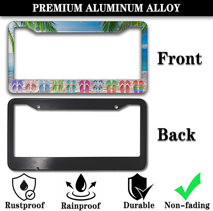 License Plate Frames Multicolor Car License Plate Frame Hawaii Beach Flip Flops - Image 3