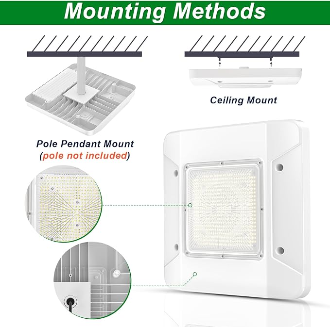 OSTEK LED Gas Station Canopy Light, 150W Carport Ceiling Light 5700K, Outdoor - Image 3