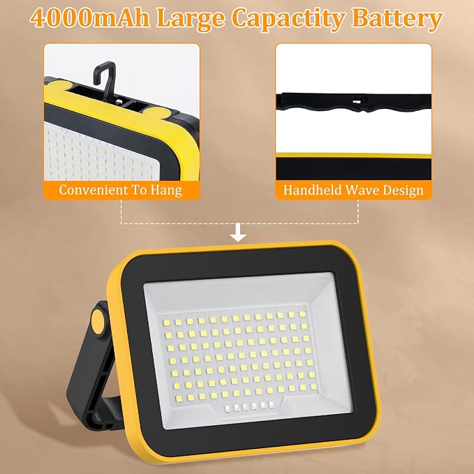 2 Pack Work Light Portable SMD LED Super Bright Rechargeable Flood Light - Image 5