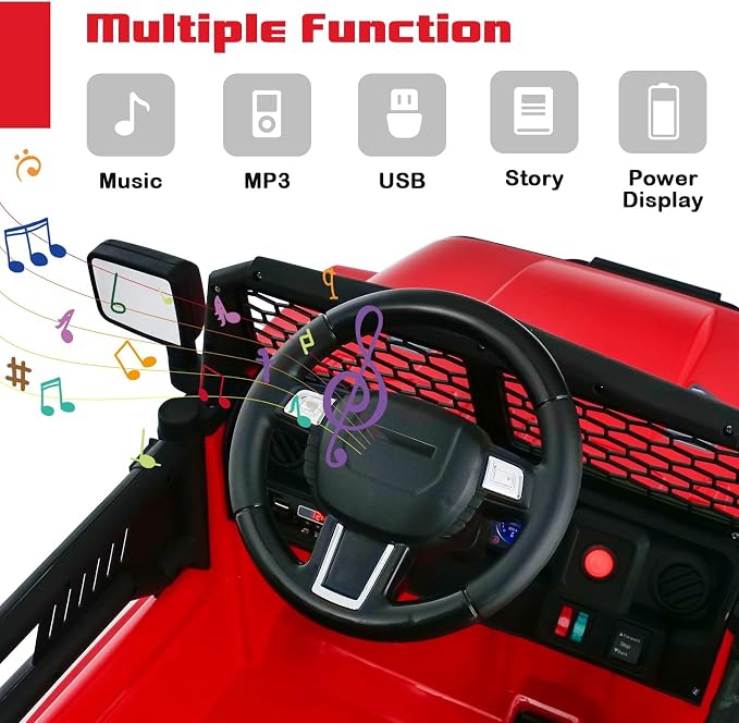 OLAKIDS Kids Ride On Truck, 12V Electric Vehicle Jeep Car - Image 4
