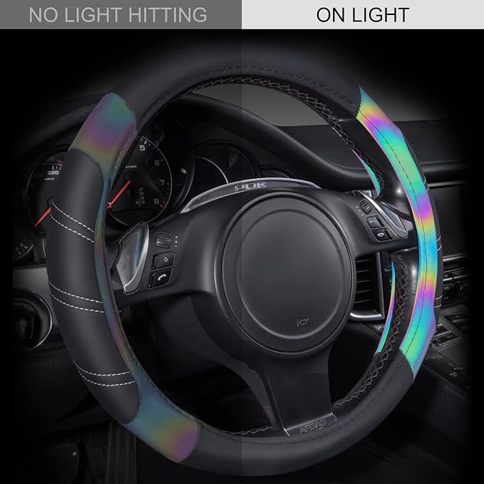CAR PASS Line Rider Microfiber 15.5-16 Inch Leather Sporty Steering Wheel Cover - Image 2