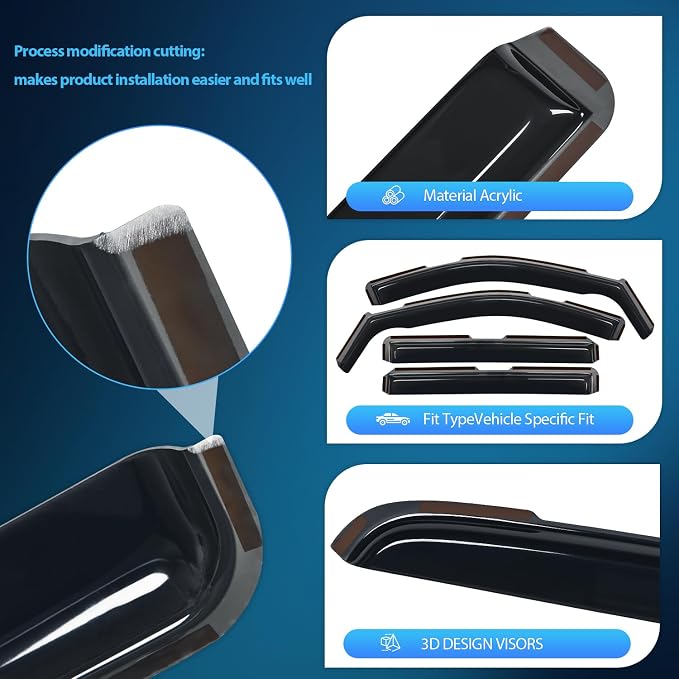 Nilight in Channel Rain Guards for Chevy Tahoe/GMC Yukon/Cadillac Escalade 2021 - Image 2