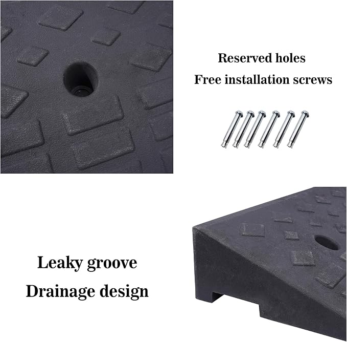 2 Pack 4'' Rise Rubber Curb Ramp Heavy Duty Loading Rubber Curb Ramps 22000lbs - Image 5