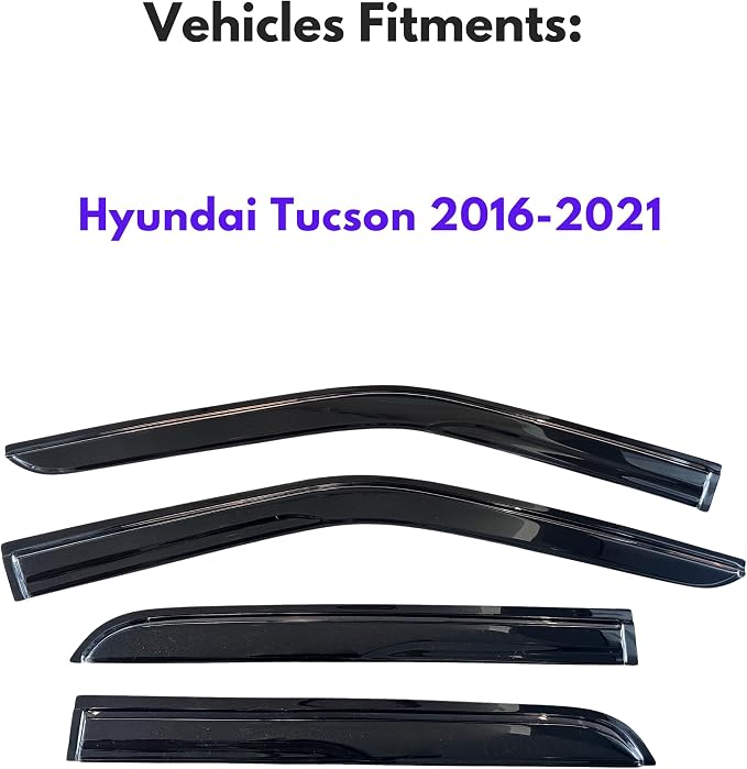 KPY Window Visors Rain Guards for 2016 2017 2018 2019 2020 2021 Hyundai Tucson - Image 2