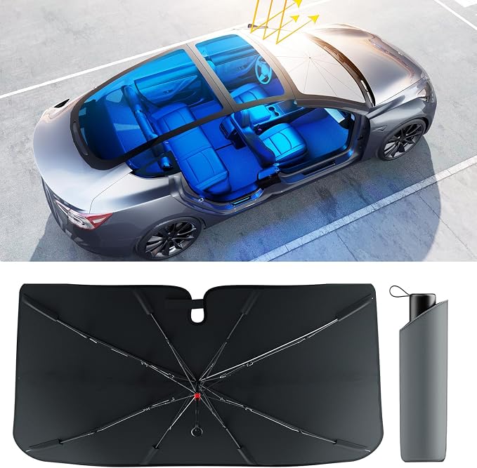 Car Windshield Sun Shade, Spring Structure Umbrella Sunshade - Image 2