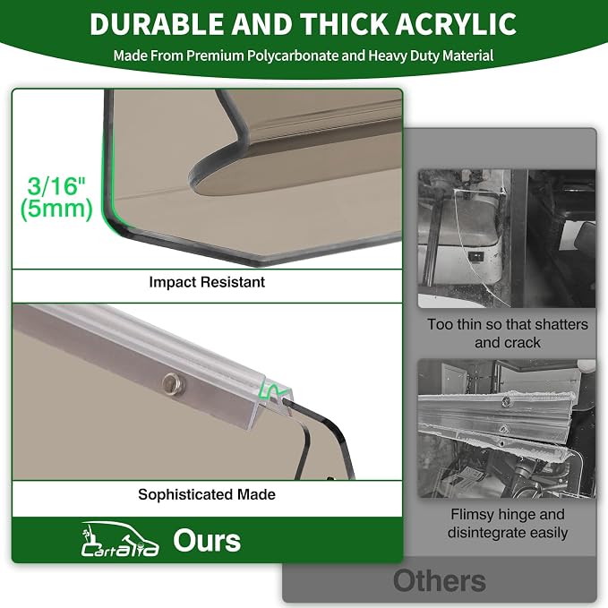 Golf Cart Foldable Windshield 3/16" Thicken Only Fits 2003-2006 Yamaha G22 - Image 3