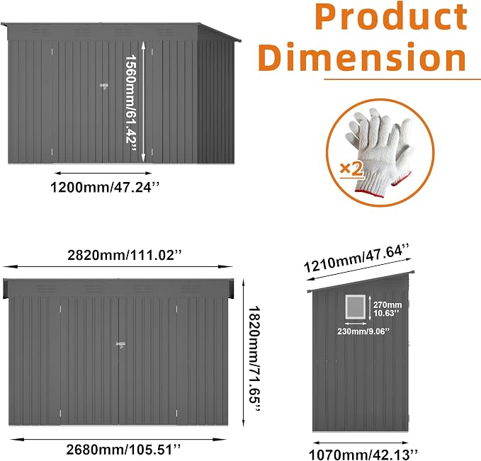 ARMSET Outdoor Storage Shed 4x9 FT - Image 2