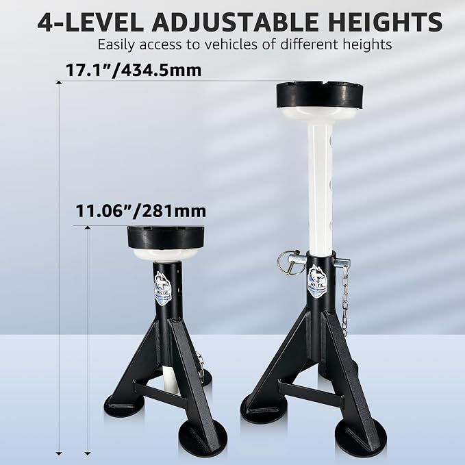 HKTE 4 Ton Heavy Duty Jack Stands, Low Profile, Security Locking Pins, 000 lbs - Image 5