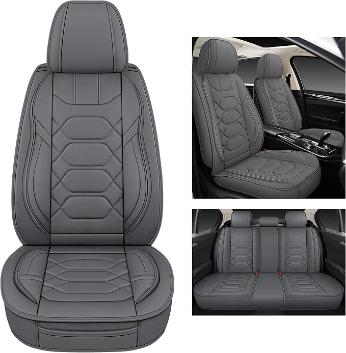 Pariitadin Leather Car Seat Covers Full Set, Waterproof Breathable Faux Leather - Image 5